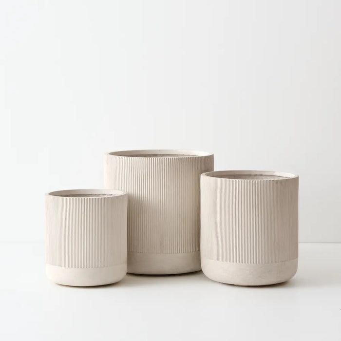 Palisade Pot Grey White Marlstone 37cm Set of 3