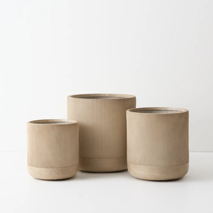 Palisade Pot Sediment Light Brown 37cm Set of 3