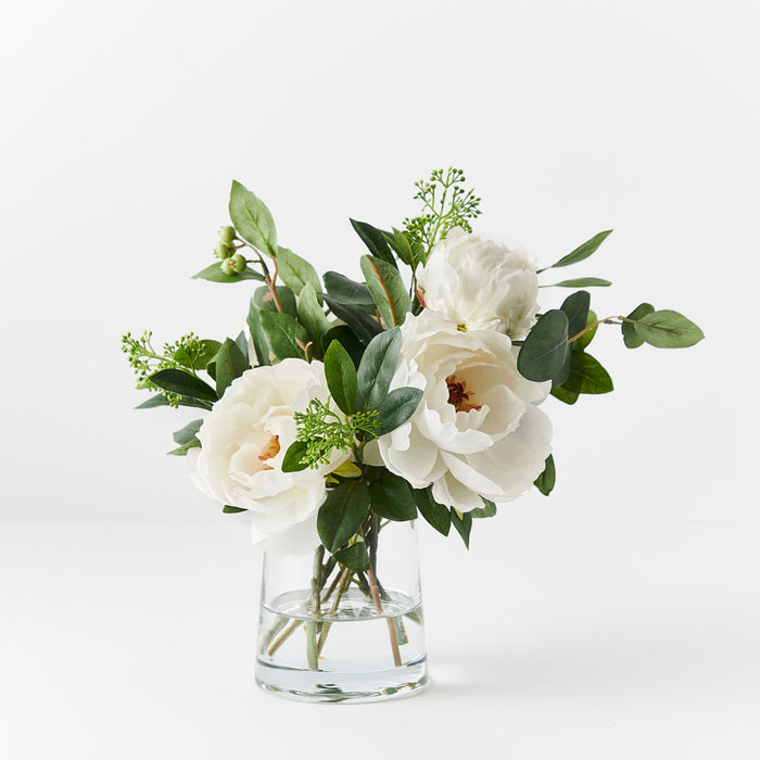 Peony Mix in Vase White 36cm