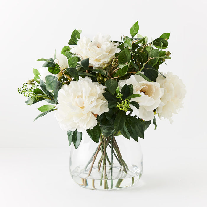 Peony Mix in Vase White 46cm