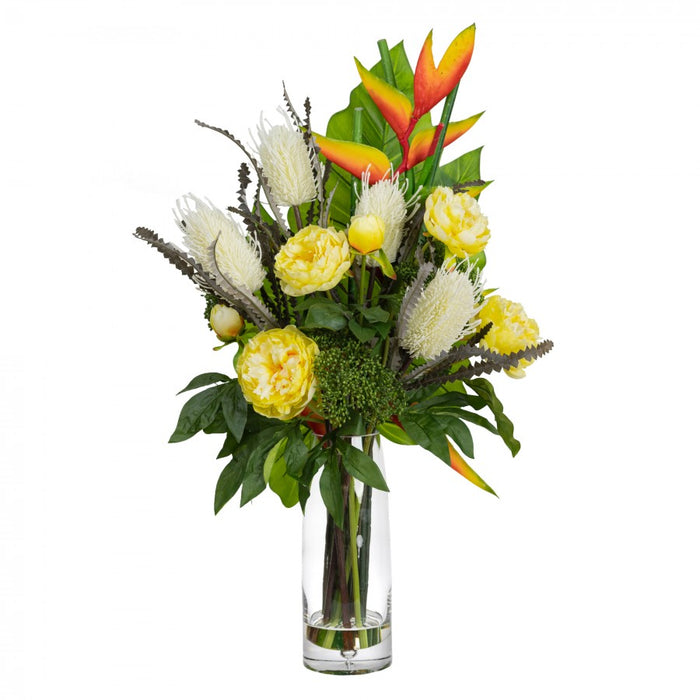 Peony & Heliconia Mixed Arrangement 82cm