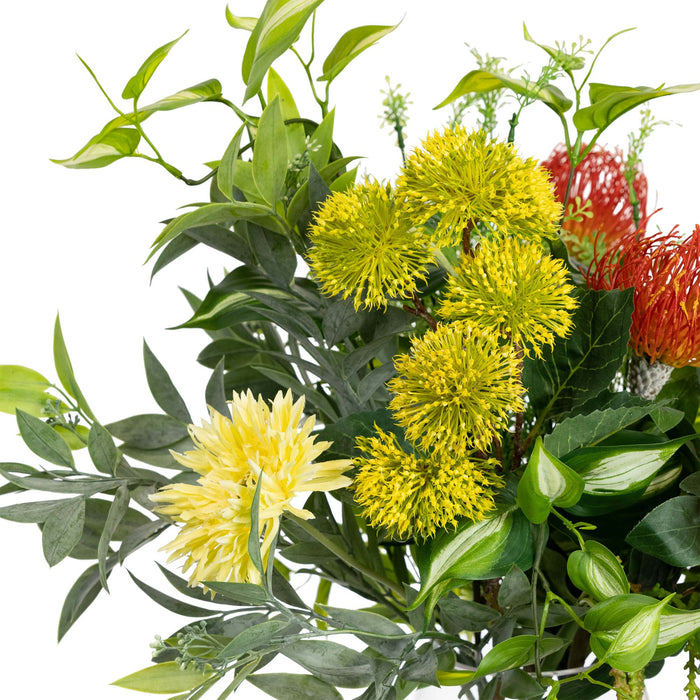Peony & Leucospermum Mixed Arrangement In Glass 58cm