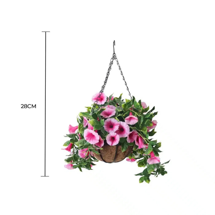 Petunia Flowers UV Resistant in Hanging Basket 28cm Pink