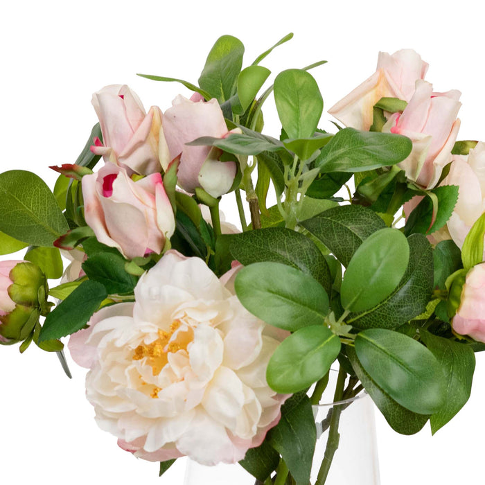 Pink Peony & Rose Mixed Arrangement In Glass 36cm
