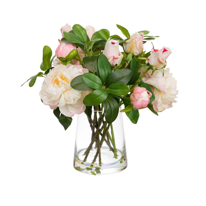 Pink Peony & Rose Mixed Arrangement In Glass 36cm