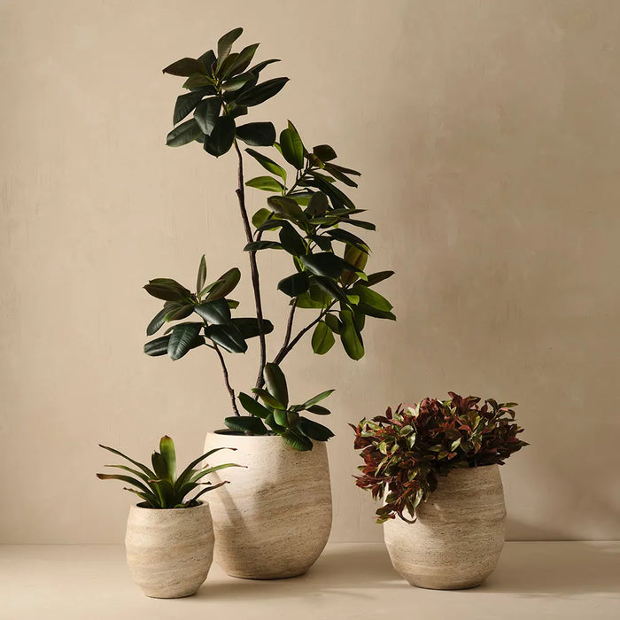 Pot Silos Ivory Travertine 30/42cm Set of Two