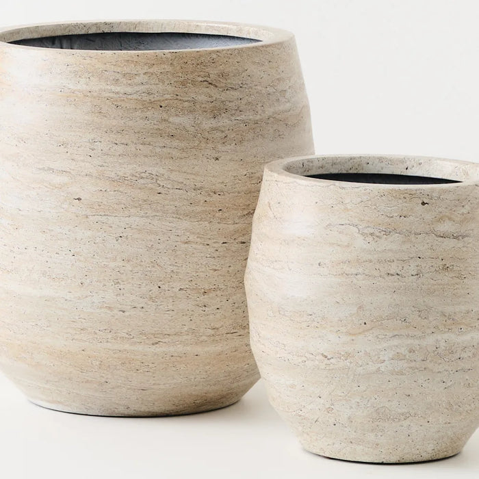 Pot Silos Ivory Travertine 30/42cm Set of Two