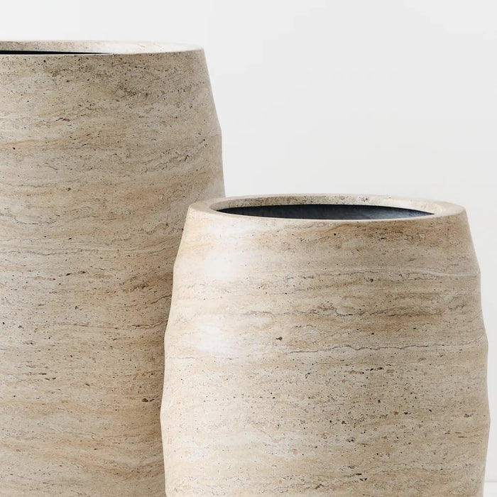 Pot Silos Ivory Travertine 50/68cm Set of Two