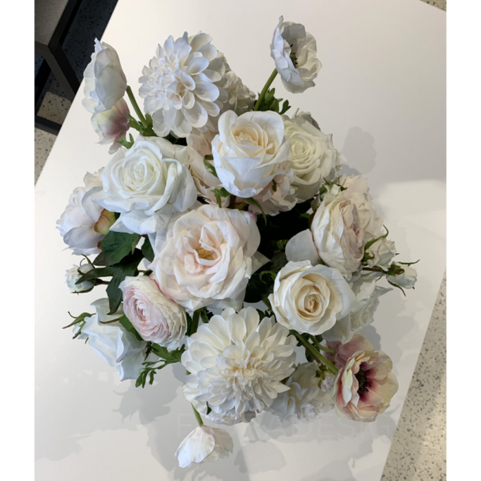 Rose Dahlia Mix in Vase 48cm Champagne
