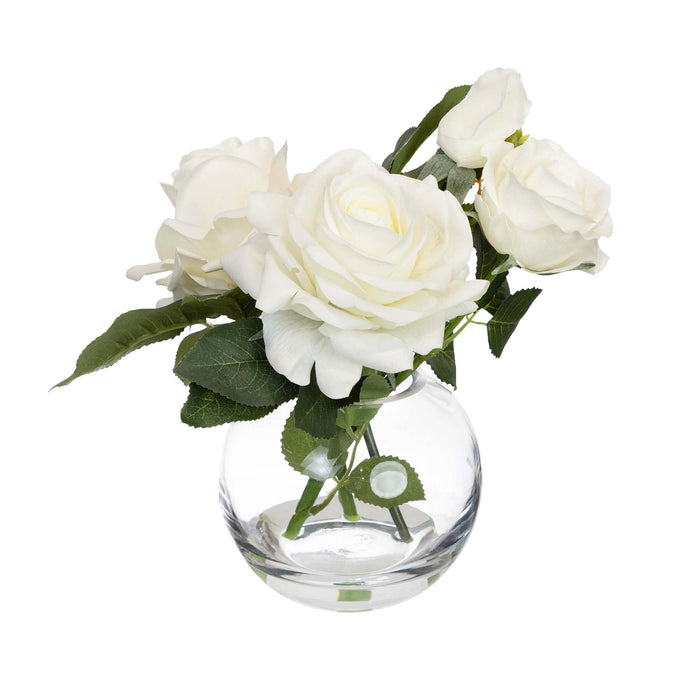 Rose In Fishbowl Vase White 23cm
