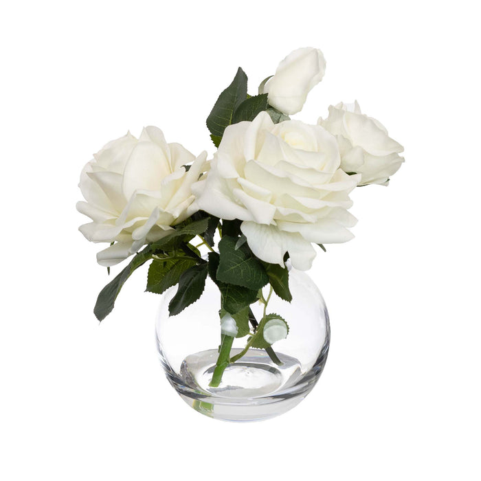 Rose In Fishbowl Vase White 23cm