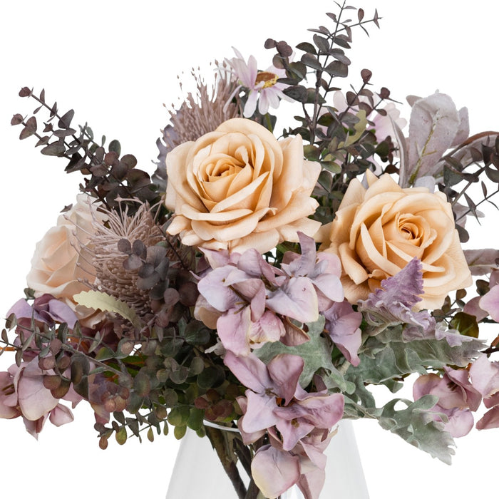 Rose & Daisy Mixed Arrangement In Glass Purple - 51cm