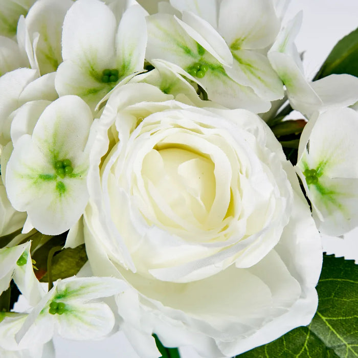 Rose & Hydrangea Bouquet 27cm White Pack of 24