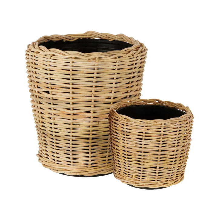 Round Rattan Basket Natural - Set of Two