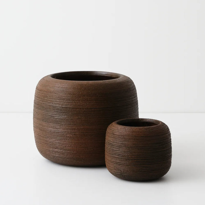 Rune Pot Dark Brown, 27cm Set of 2