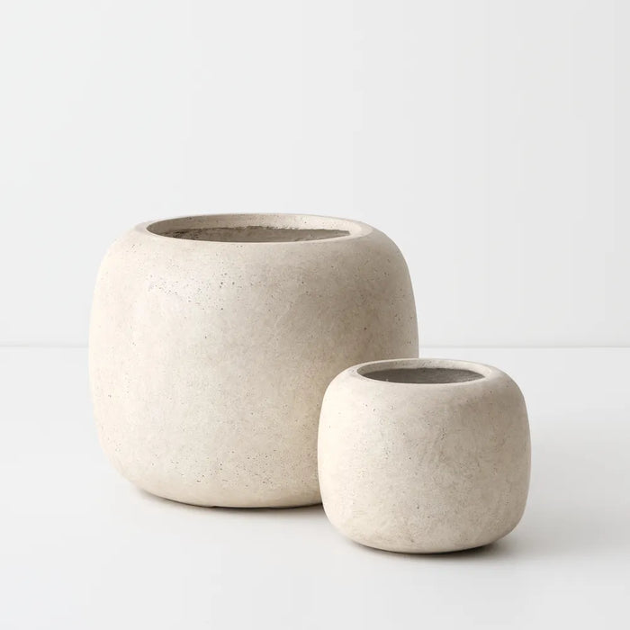 Rune Pot Grey White Marlstone, 27cm Set of 2