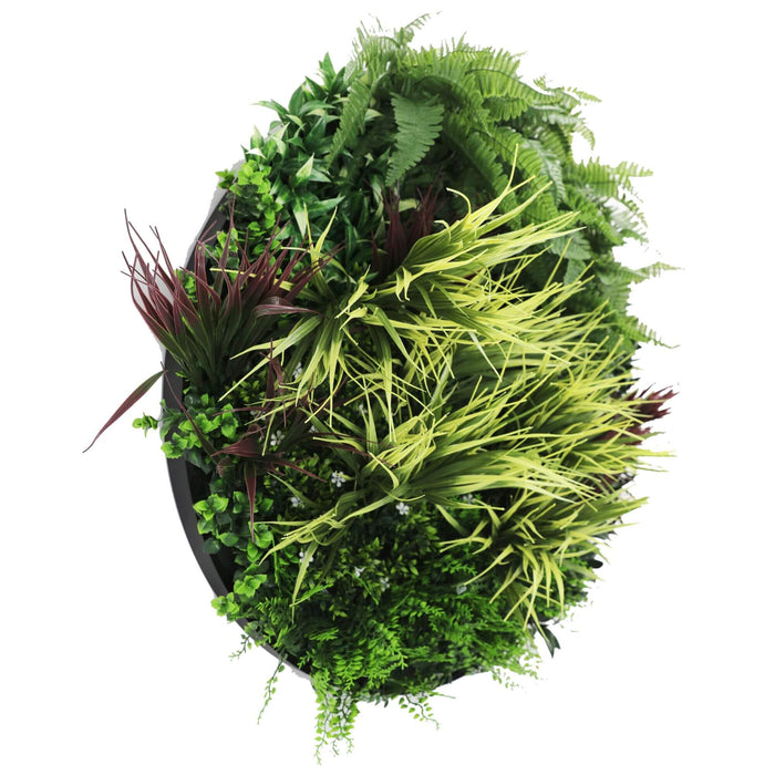 Slimline Artificial Green Wall Disc Art Grassy Fern 80cm - FLORA DESIGNS