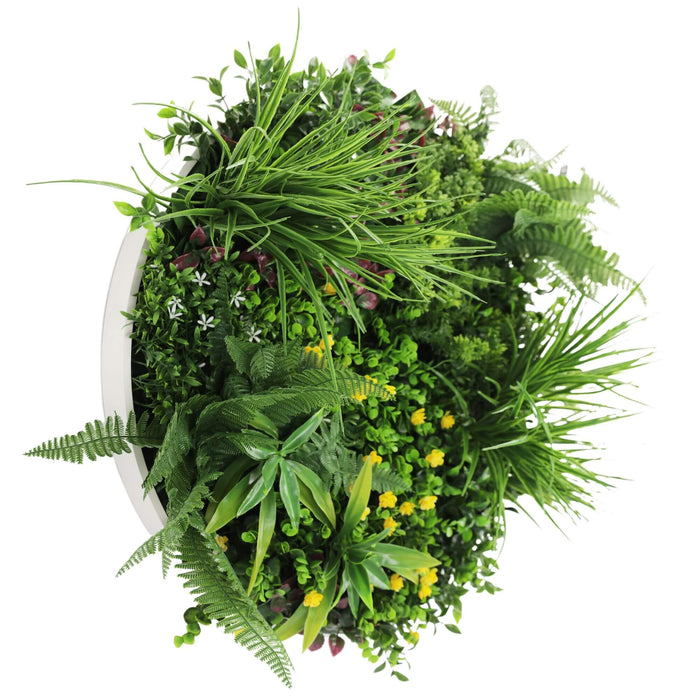 Slimline Artificial Green Wall Disc Art Country Fern 60cm - FLORA DESIGNS