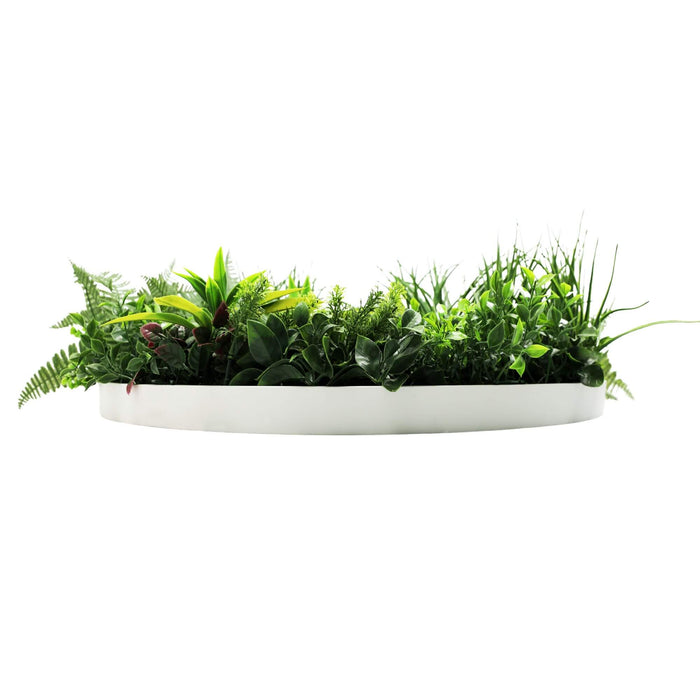Slimline Artificial Green Wall Disc Art Country Fern 80cm - FLORA DESIGNS