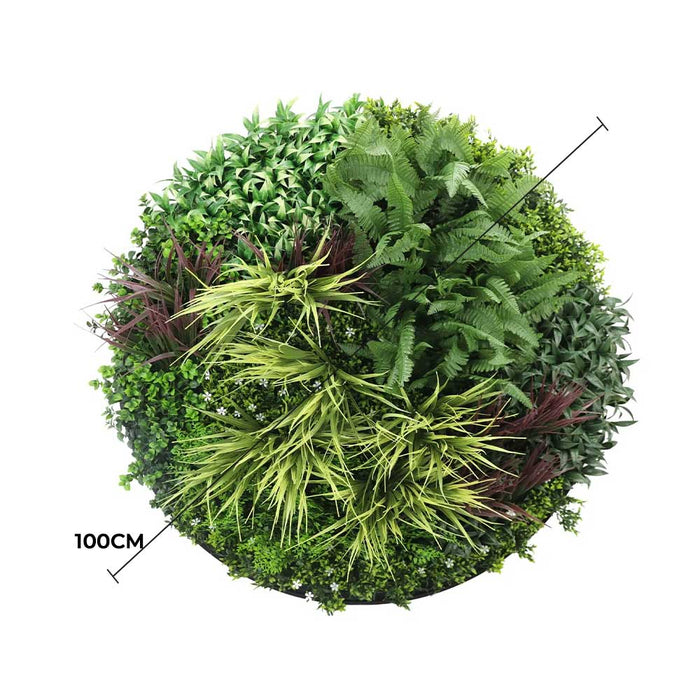 Slimline Artificial Green Wall Disc Art Grassy Fern 100cm - FLORA DESIGNS