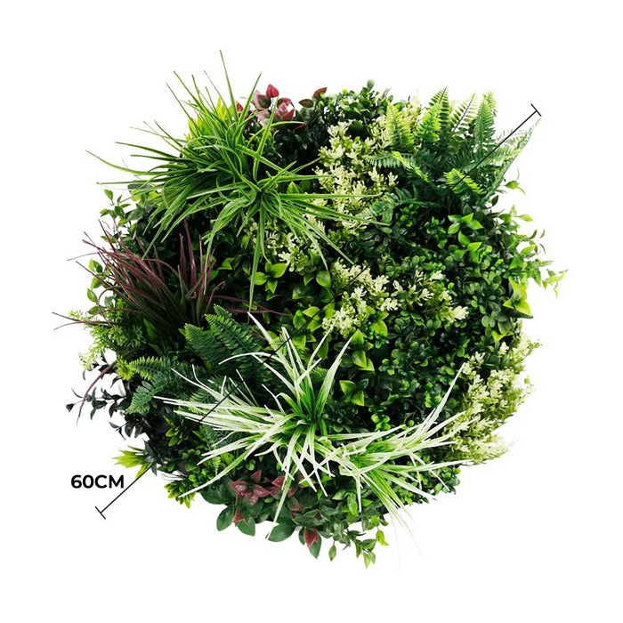 Slimline Artificial Green Wall Disc Art Colour 60cm - FLORA DESIGNS