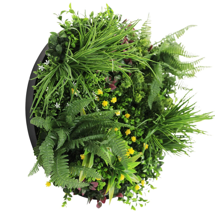 Slimline Artificial Green Wall Disc Art Country Fern 60cm - FLORA DESIGNS