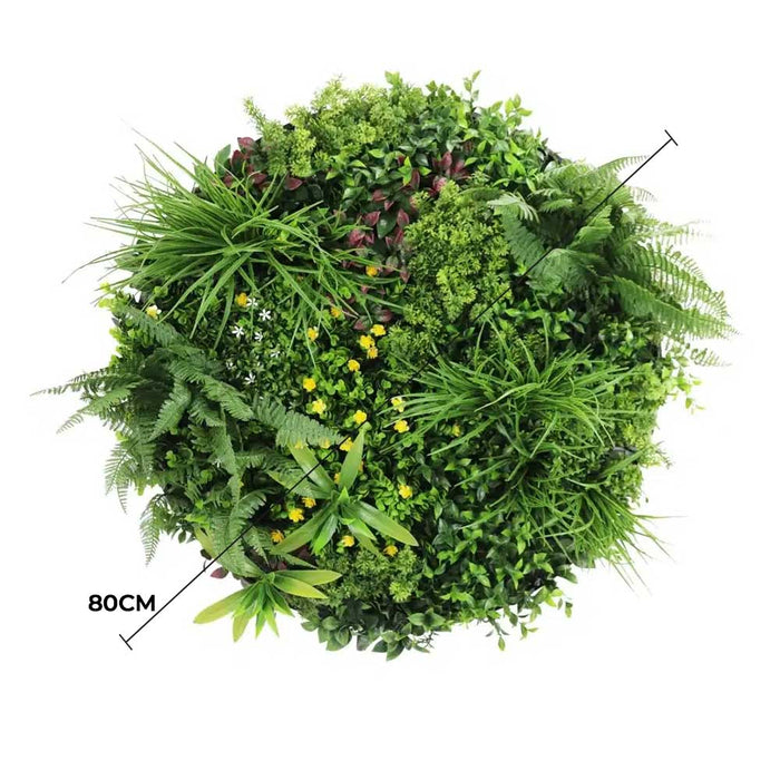 Slimline Artificial Green Wall Disc Art Country Fern 80cm - FLORA DESIGNS
