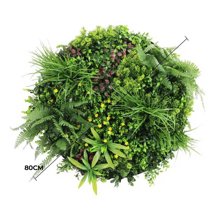 Slimline Artificial Green Wall Disc Art Country Fern 80cm - FLORA DESIGNS