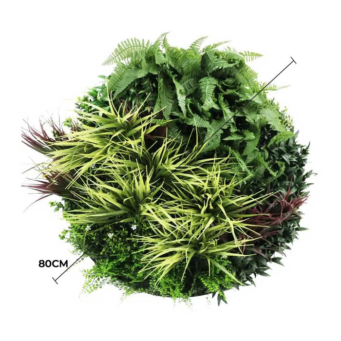 Slimline Artificial Green Wall Disc Art Grassy Fern 80cm - FLORA DESIGNS