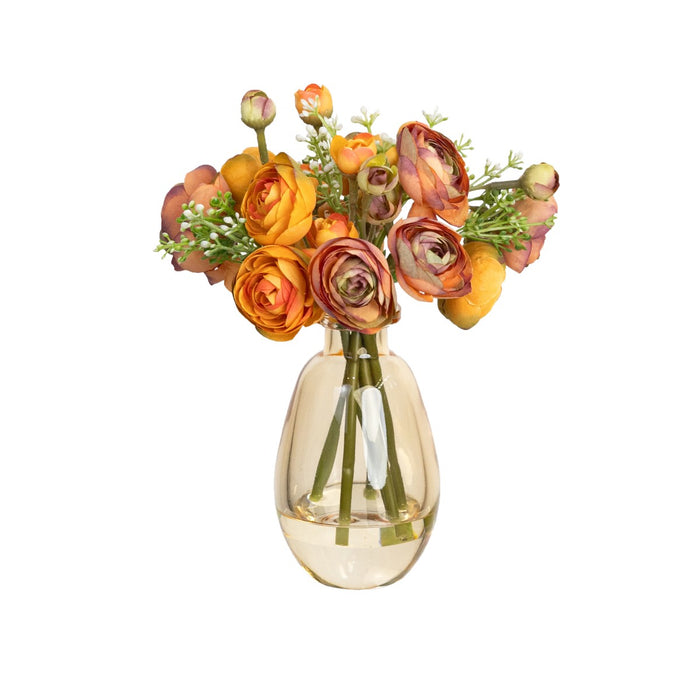 Small Ranunculus Orange Mixed Arrangement In Bud Vase Pack of 6