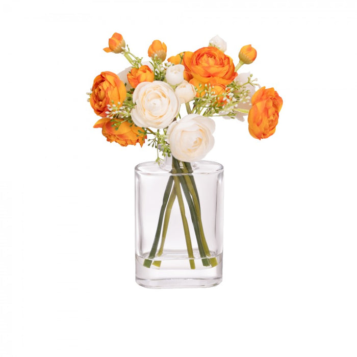 Small Ranunculus Orange Mixed Arrangement In Bud Vase Pack of 6