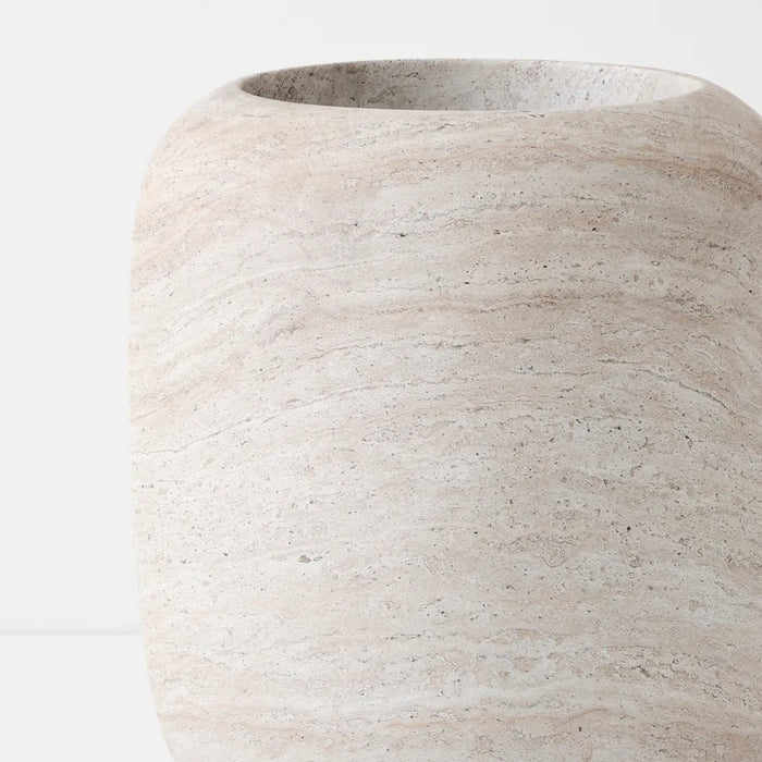 Solveig Pot  - Ivory Travertine Brown 52cm