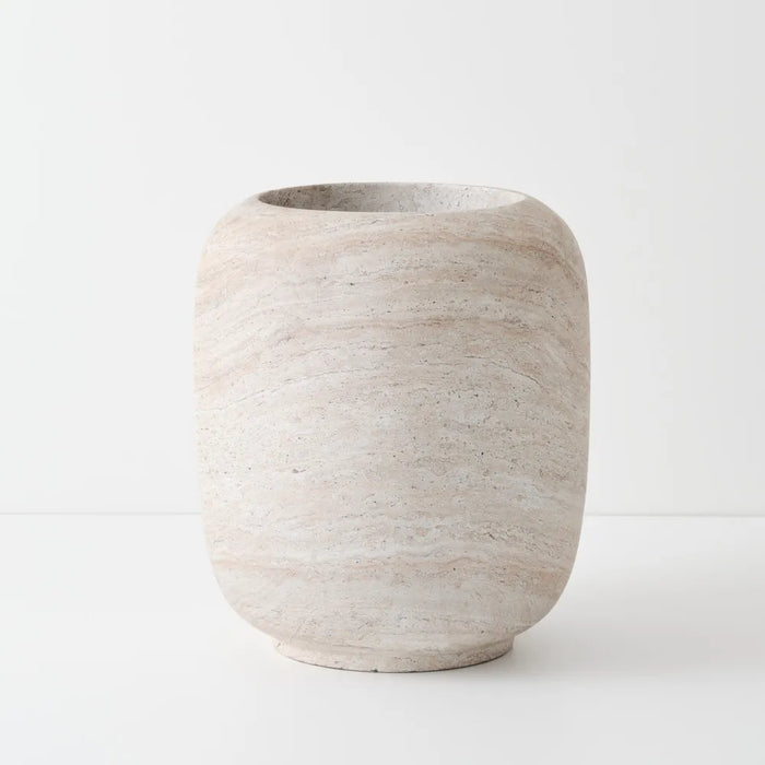 Solveig Pot  - Ivory Travertine Brown 52cm