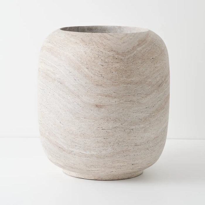 Solveig Pot  - Ivory Travertine Brown 60cm