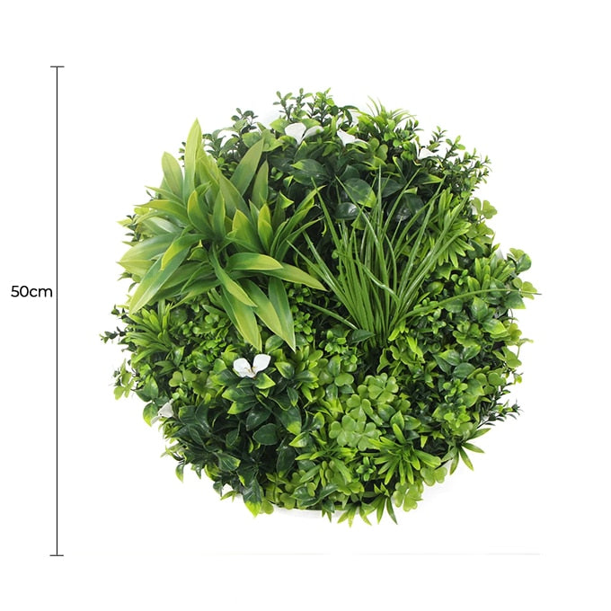 Three Flowering White Green Wall Disc Bundle 50cm - FLORA DESIGNS