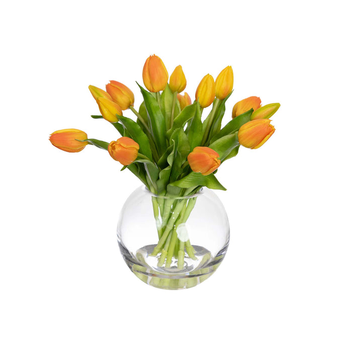 Tulip Arrangement In Fish Bowl Orange 29cm
