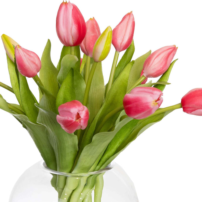 Tulip Arrangement In Fish Bowl Pink 29cm