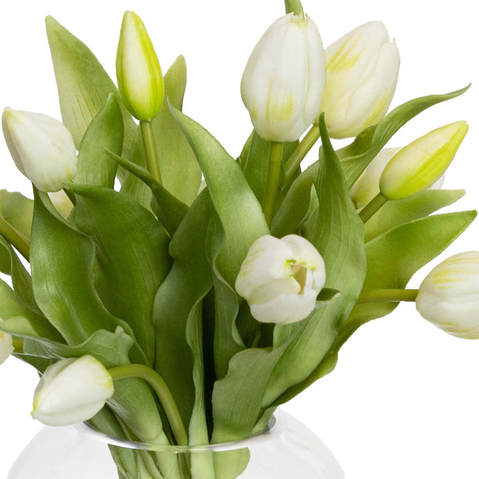 Tulip Arrangement In Fish Bowl White 29cm