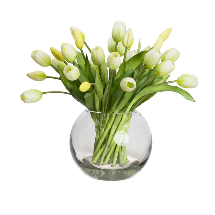 Tulip Arrangement in Fish Bowl White 36cm
