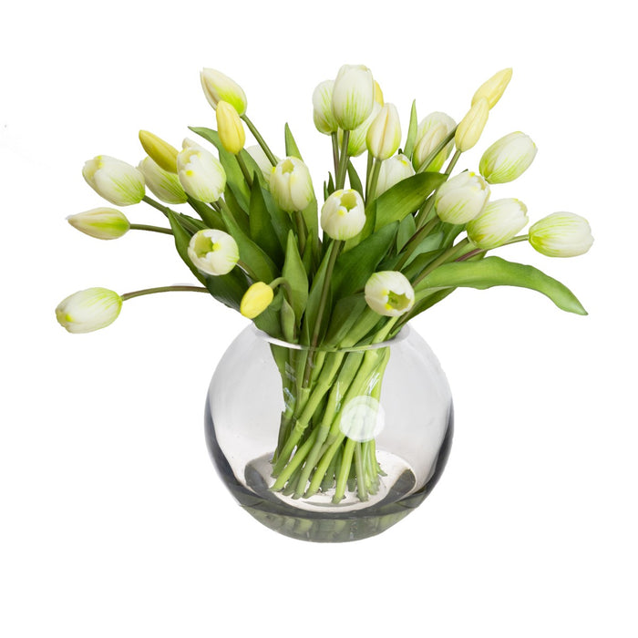 Tulip Arrangement in Fish Bowl White 36cm