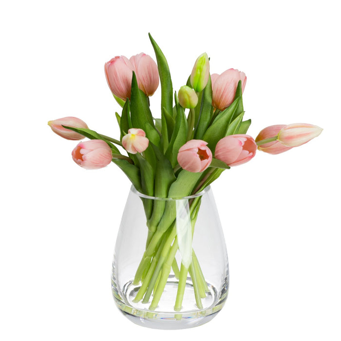Tulip Pink Arrangement in Glass 34cm