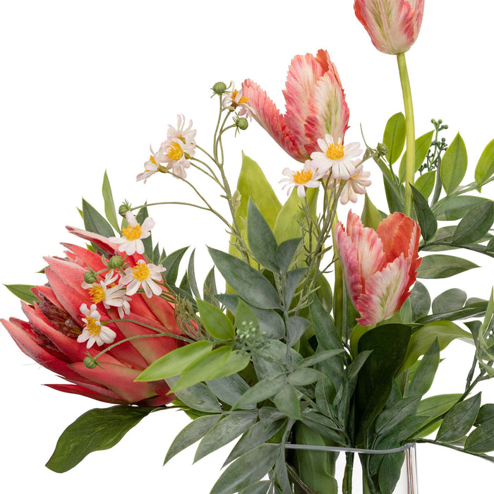 Tulip Pink Mixed Arrangement in Glass 56cm