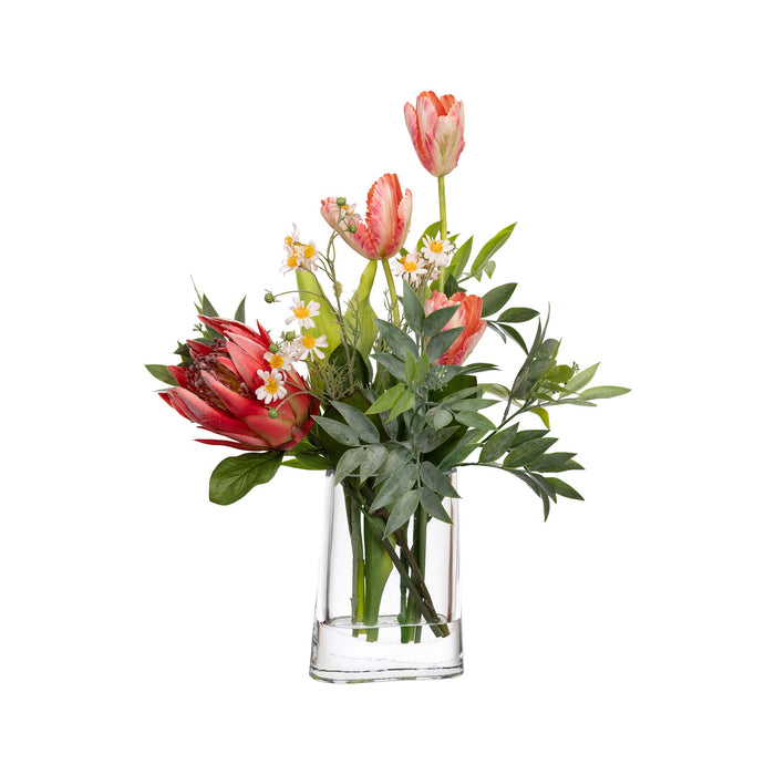 Tulip Pink Mixed Arrangement in Glass 56cm