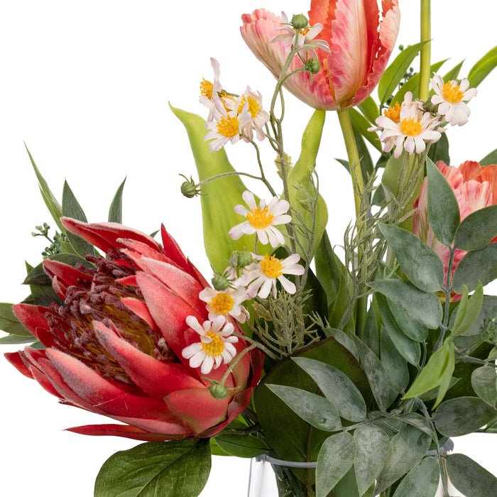 Tulip Pink Mixed Arrangement in Glass 56cm