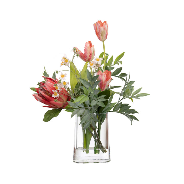 Tulip Pink Mixed Arrangement in Glass 56cm