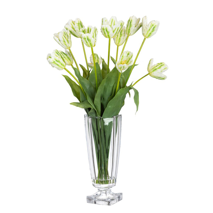 Tulip White Mixed Arrangement in Glass 75cm
