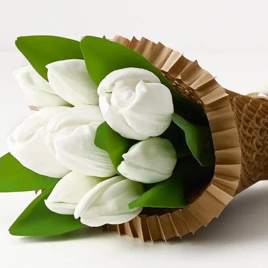 Tulip Wrap Bouquet White 30cm - Pack of 6