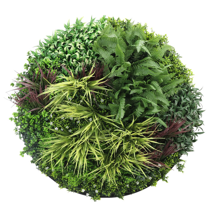Slimline Artificial Green Wall Disc Art Grassy Fern 100cm - FLORA DESIGNS