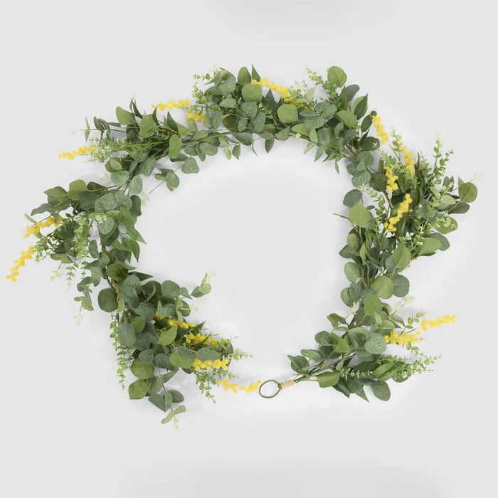 Wattle Eucalyptus Leaf Garland Yellow 180cm Pack of 4