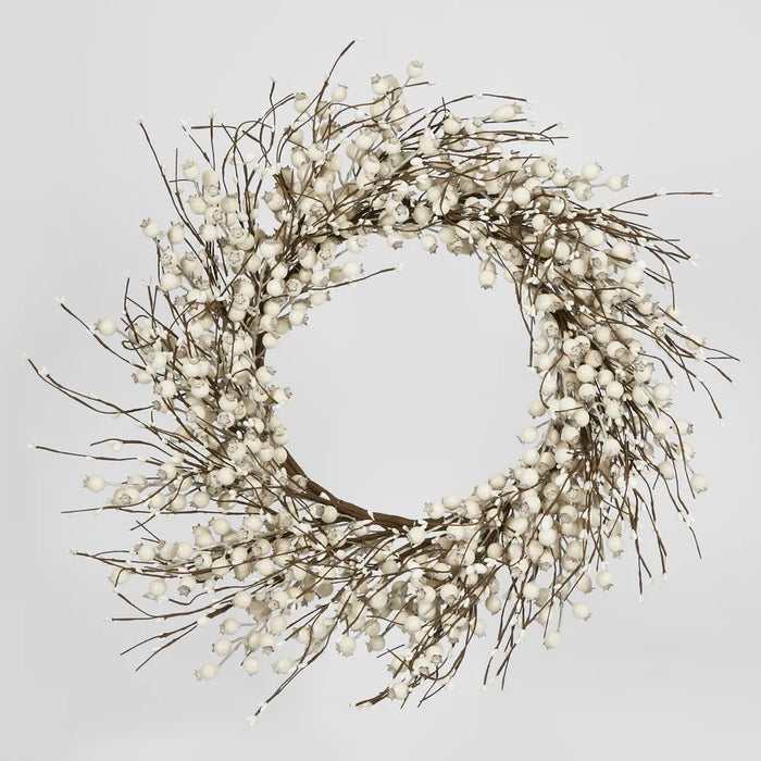 White Berry Wreath 60cm